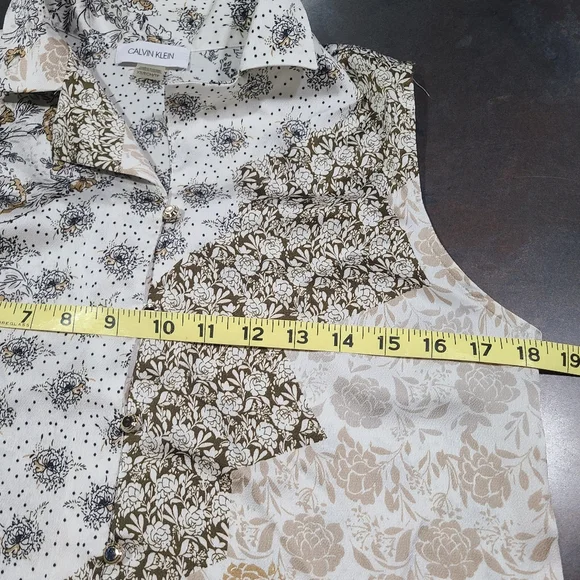 Calvin Klein Shell Collared Tank Top Multi-colored Brown Cream Sleeveless XS - Picture 8 of 8